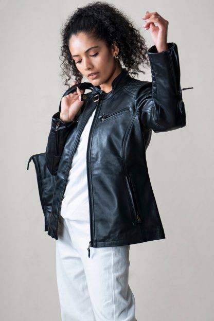 Womens Hunter Royal Leather Jacket - Image 3
