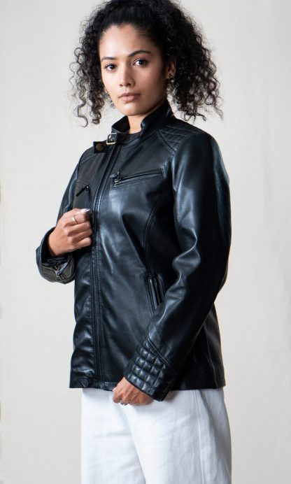 Womens Hunter Royal Leather Jacket - Image 4