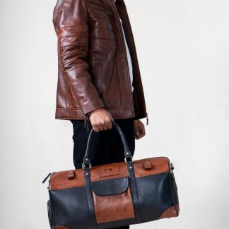 Leather Duffle Bag  Black and Brown