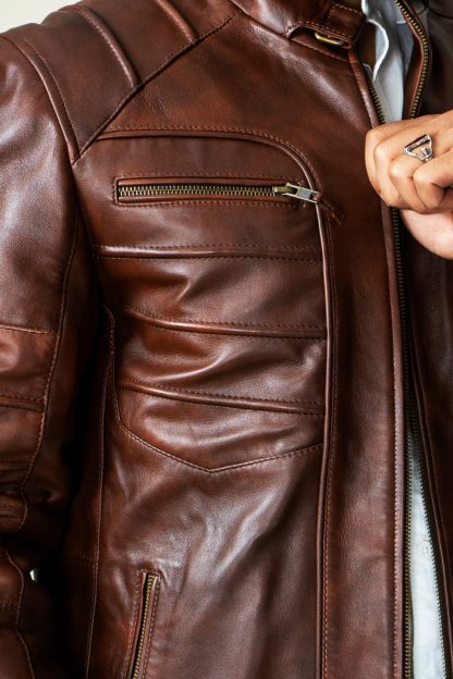Mens Cruiser Hunk Leather Jacket - Image 4