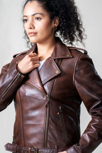 Womens Yeti Classic Leather Jacket - Image 2