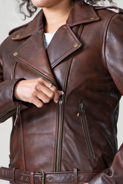 Womens Yeti Classic Leather Jacket - Image 5