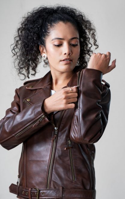 Womens Yeti Classic Leather Jacket - Image 4