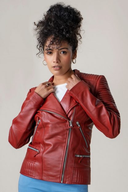 Womens Classic Red Leather Jacket