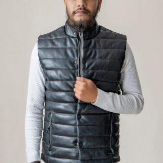 Mens Sleeveless Leather Jacket