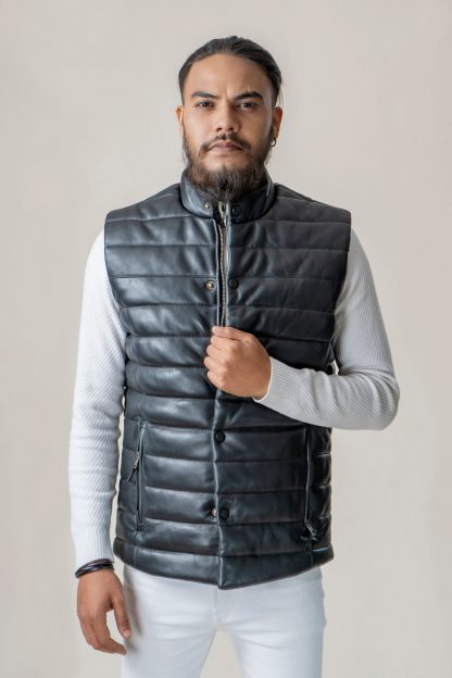 Mens Sleeveless Leather Jacket