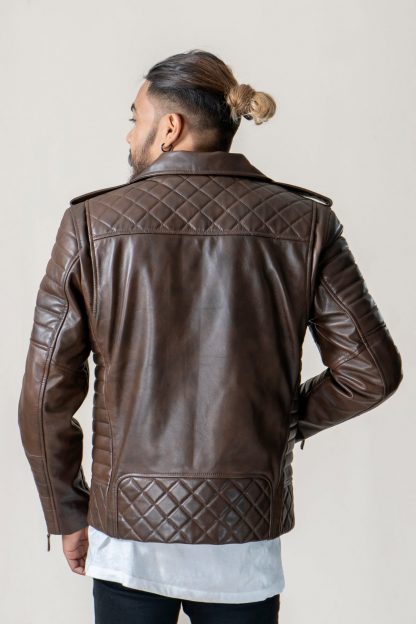 Mens Vintage Retro Leather Jacket - Image 7