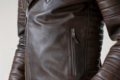 Mens Vintage Retro Leather Jacket - Image 9