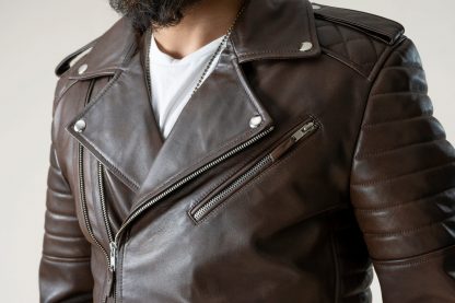 Mens Vintage Retro Leather Jacket - Image 8