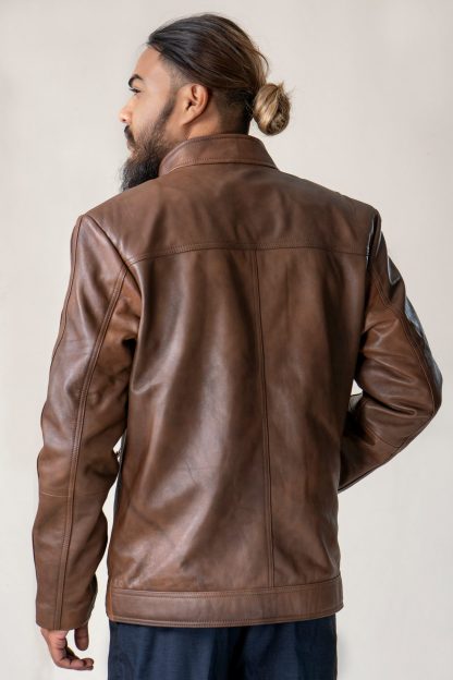 Mens Autumn Classic Leather Jacket - Image 3