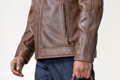 Mens Autumn Classic Leather Jacket - Image 5