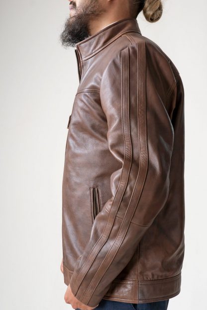 Mens Autumn Classic Leather Jacket - Image 4