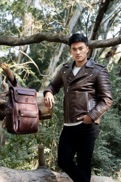 Mens Vintage Retro Leather Jacket - Image 3