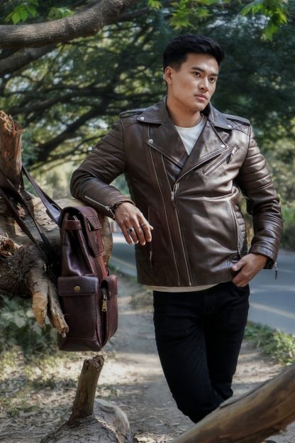 Mens Vintage Retro Leather Jacket - Image 2