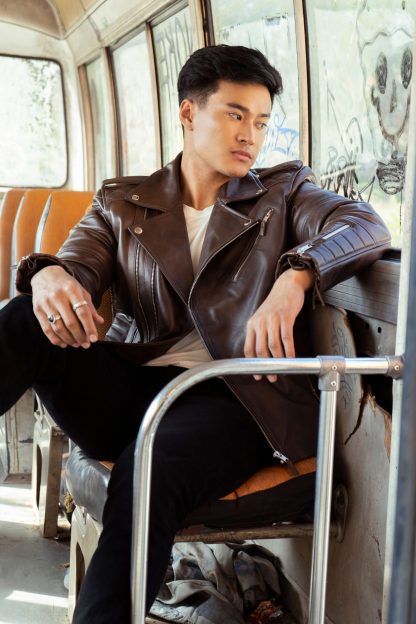 Mens Vintage Retro Leather Jacket