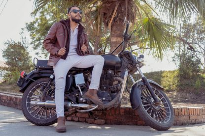 Mens Cruiser Hunk Leather Jacket with Cap