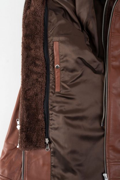 Mens Cruiser Hunk Leather Jacket with Cap - Image 7