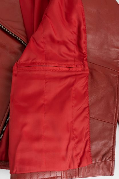 Womens Classic Red Leather Jacket - Image 8