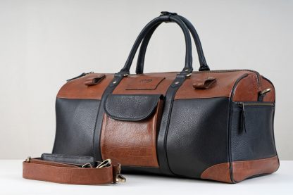 Leather Duffle Bag  Black and Brown - Image 6