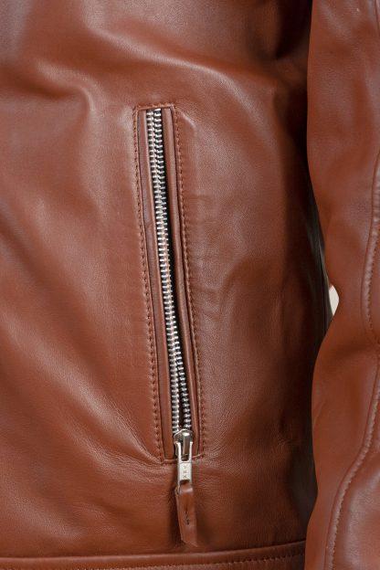 Mens Cruiser Hunk Leather Jacket with Cap - Image 5