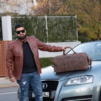 Leather Duffle Bag Oak Brown