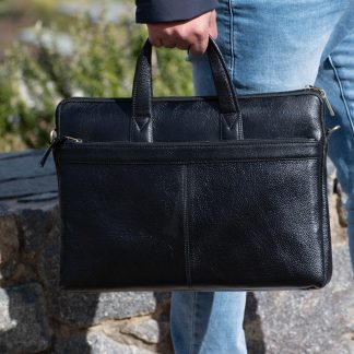 Classic Leather Laptop Bag Black